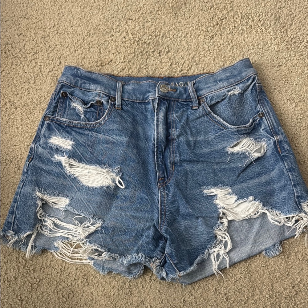 American Eagle Blue Distressed Denim Shorts